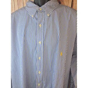 Ralph Lauren Mens Blue/White Striped Button-Down Shirt 4XLT Tall Classic Fit
